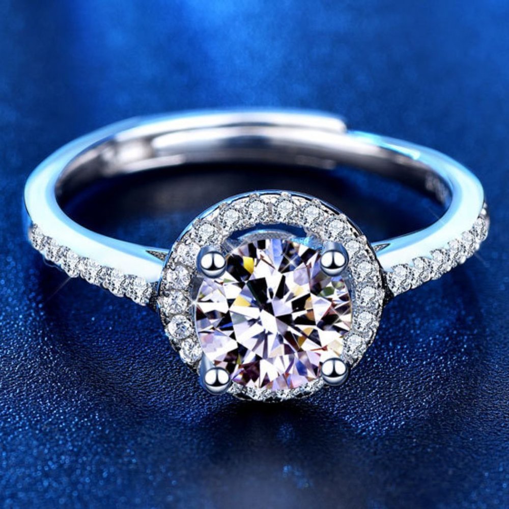 Certified 1ct. t.w. Diamond Moissanite Engagement Ring NEW H - Picture 2 of 6
